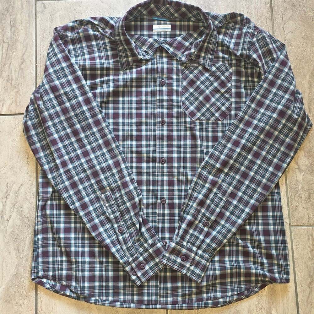 Columbia Plaid Long Sleeve Button Down Shirt Size XL